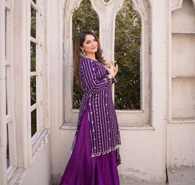 Hania Amir Pure Chiffon Perl Embroidery CS-4010