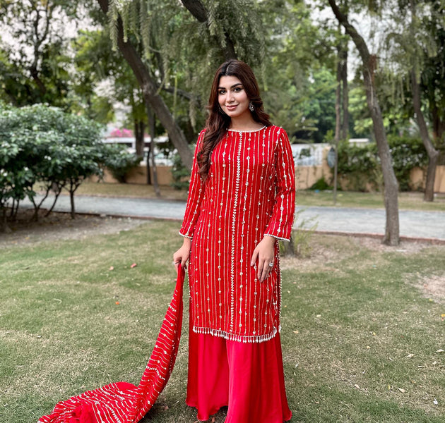 Hania Amir Pure Chiffon Perl Embroidery CS-4004