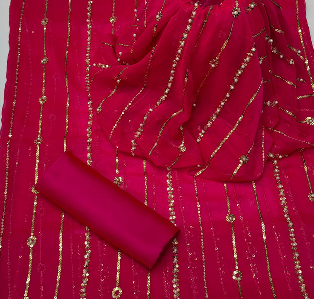 Hania Amir Pure Chiffon Perl Embroidery CS-4007 - Chishti Sabri Fabrics 