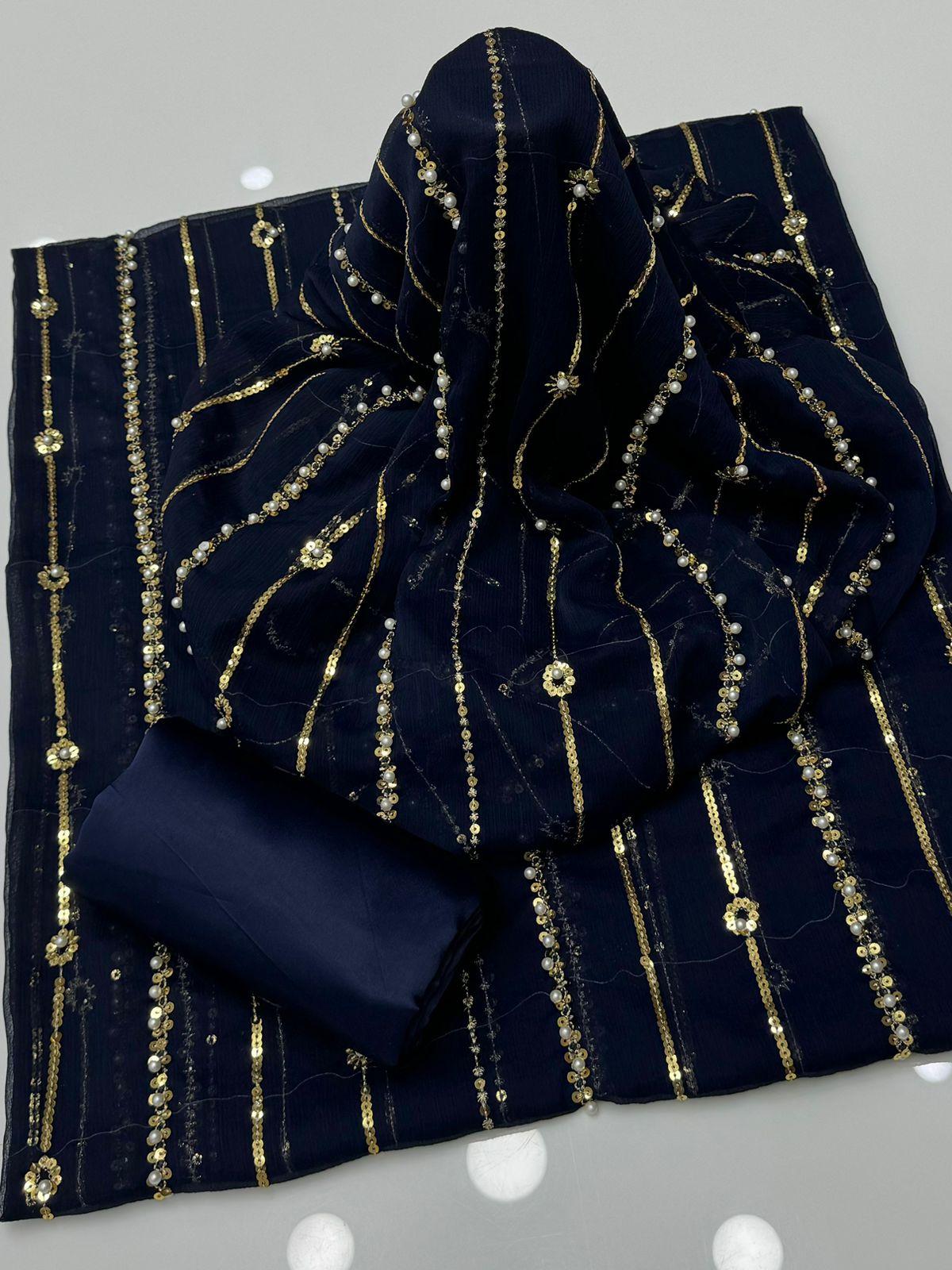 Hania Amir Pure Chiffon Perl Embroidery CS-4010 - Chishti Sabri Fabrics 