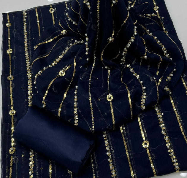 Hania Amir Pure Chiffon Perl Embroidery CS-4010 - Chishti Sabri Fabrics 