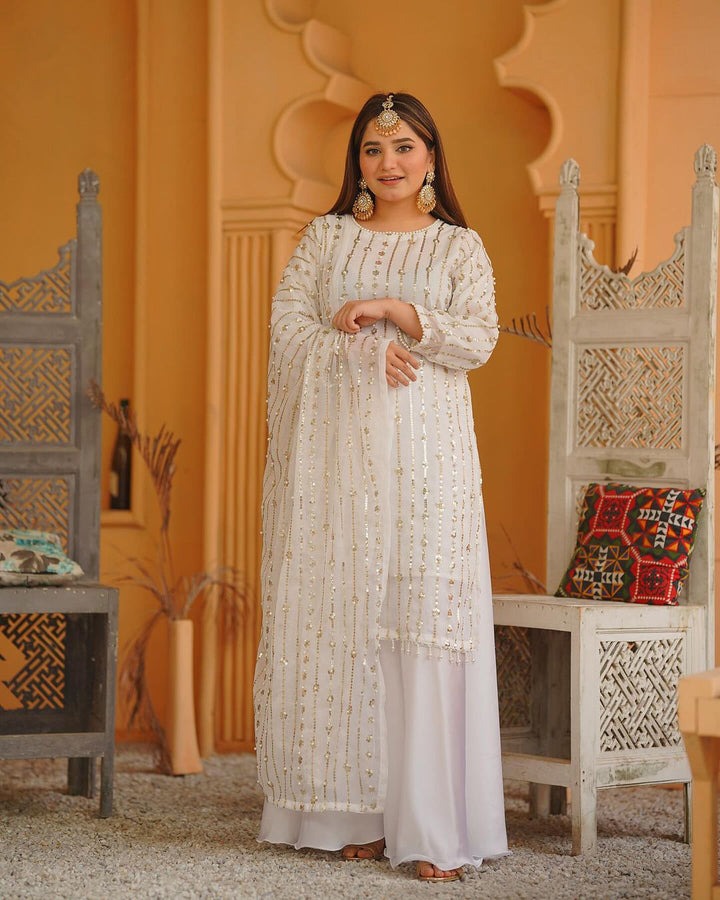 Hania Amir Pure Chiffon Perl Embroidery