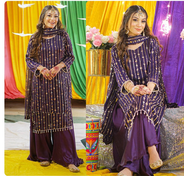 Hania Amir Pure Chiffon Perl Embroidery